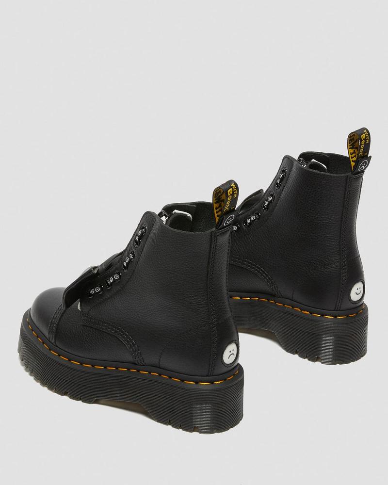 Dr Martens Sinclair Lazy Oaf Læder Platform Støvler Dame Sort | DK 254LIS